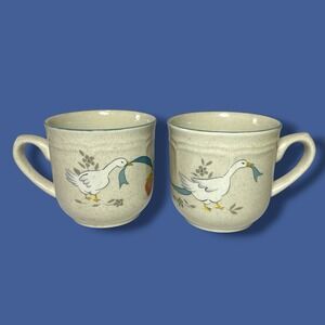 International China Stoneware Marmalade Goose Coffee Tea Cup Vintage‎ 2pc Set